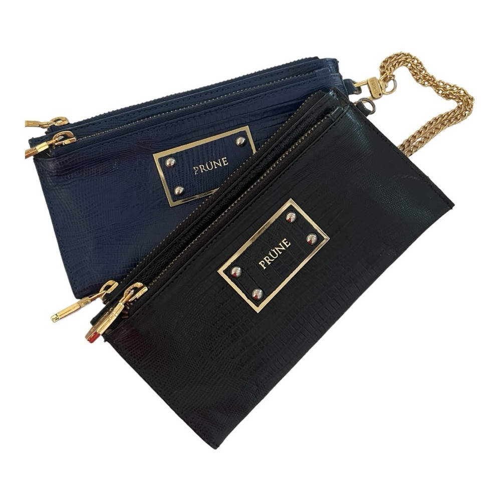 2 Prüne reptile Leather Clutch or wristlets  X2. blue and black you get two!